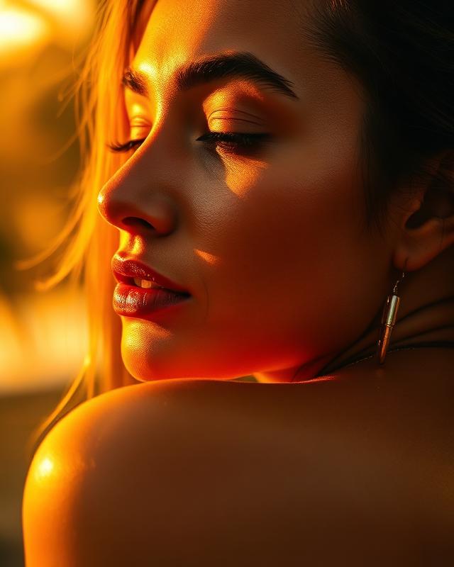 Glowing skin in warm light